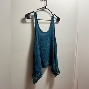 Free People Teal Asymmetrical Flow Tank